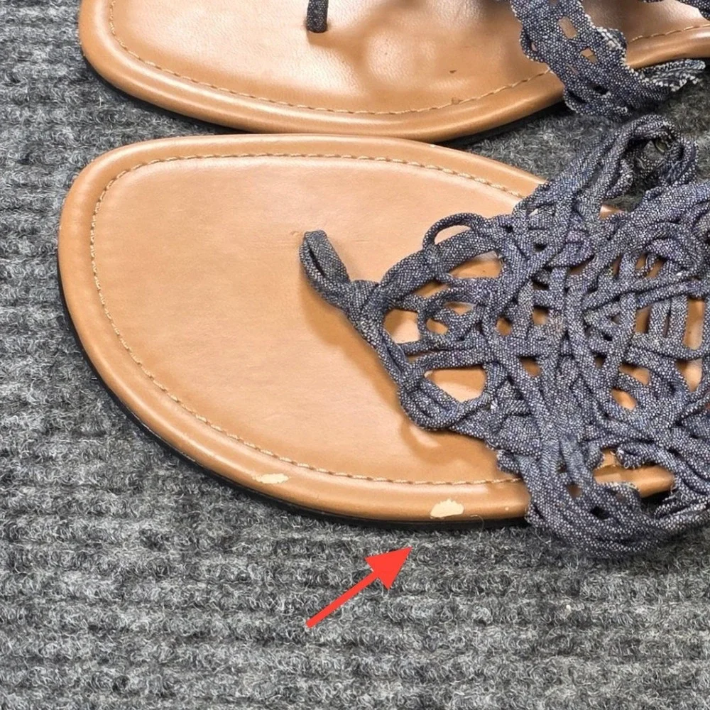 American Eagle Macrame Braided Thong Slingback Sandals Women's Size 11 Blue